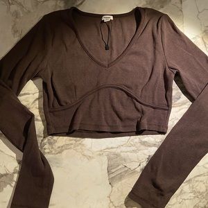 Brown long sleeved crop top